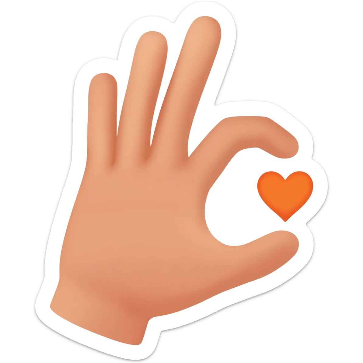 Hand heart emoji with a orange heart inside sticker