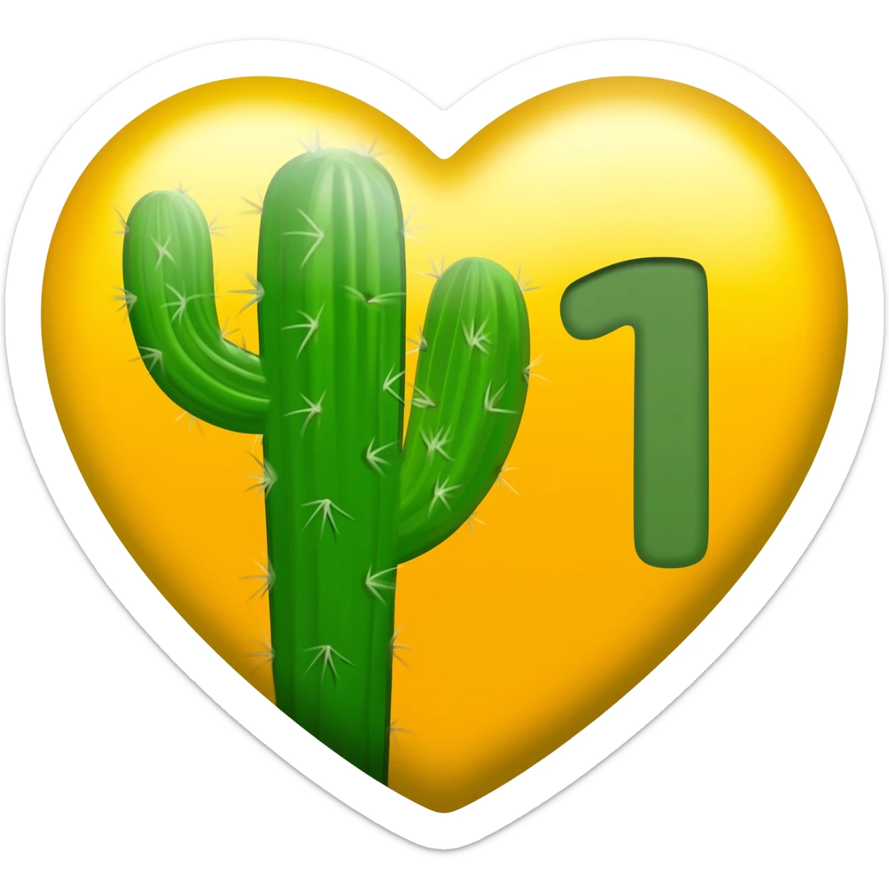 A yellow badge heart with a catcus and number 1 on it sticker