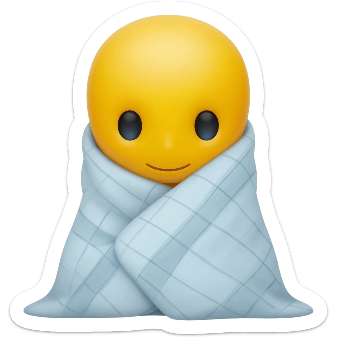 Yellow emoji face hiding in blanket sticker