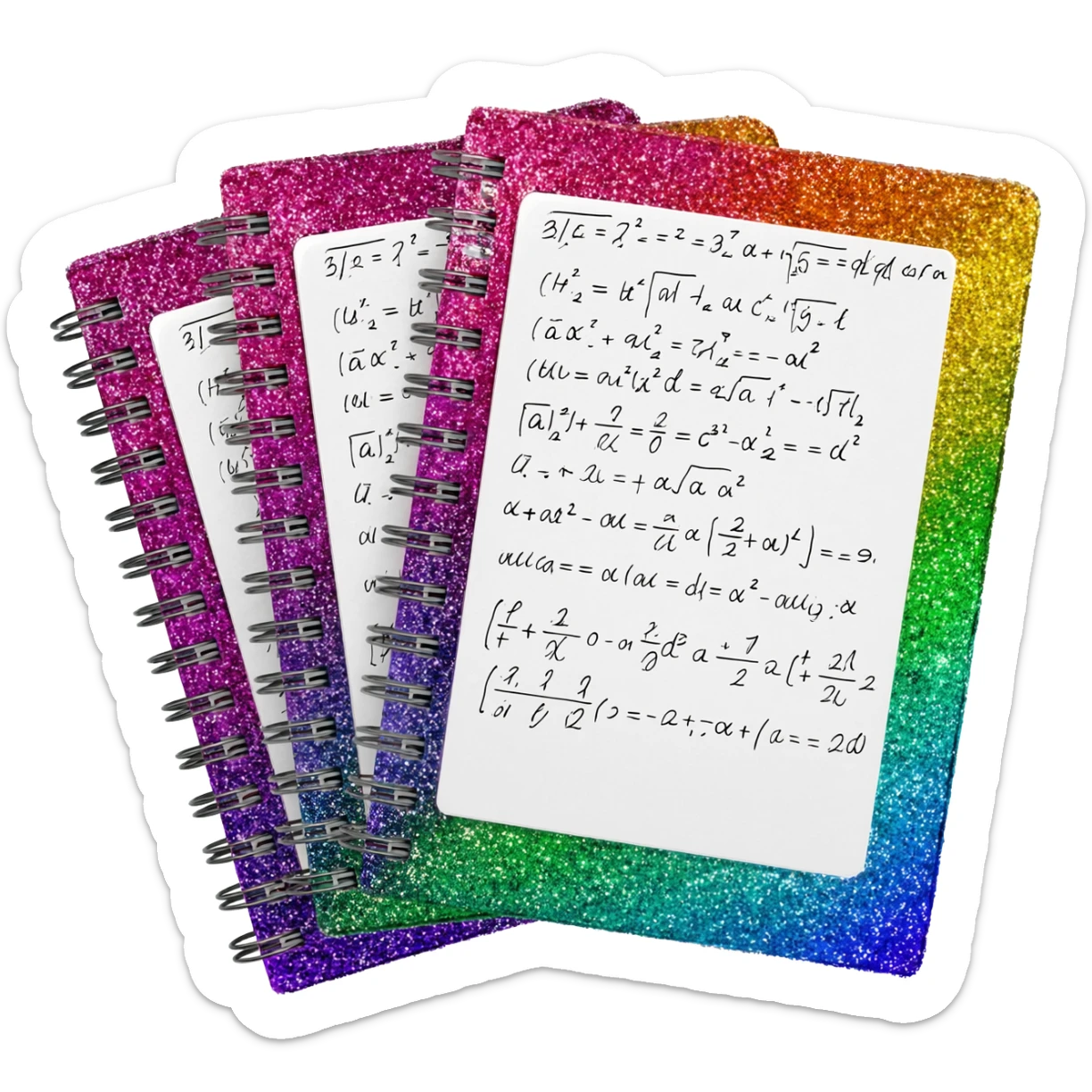 notebooks   glittery sparkle mathematical equation sticker