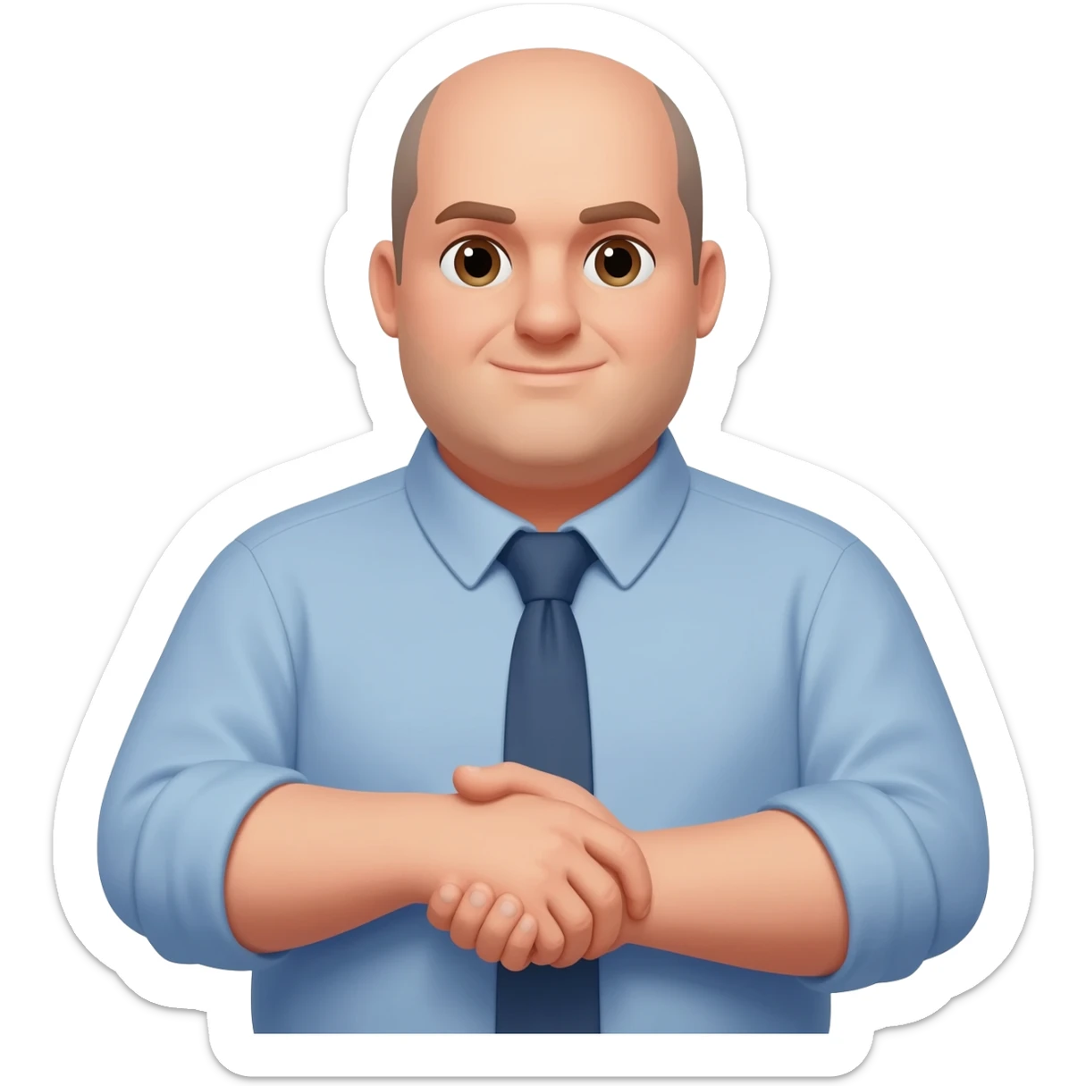 A little overweight Greek property management guy with partially bald the rest of it shaved grabbing your sticker