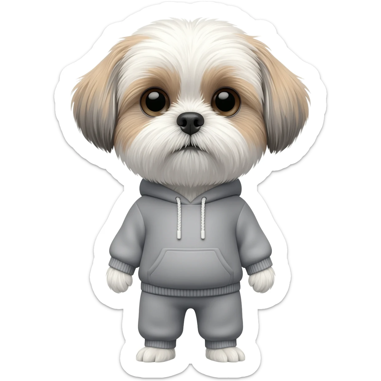 white shih tzu in hoody sticker