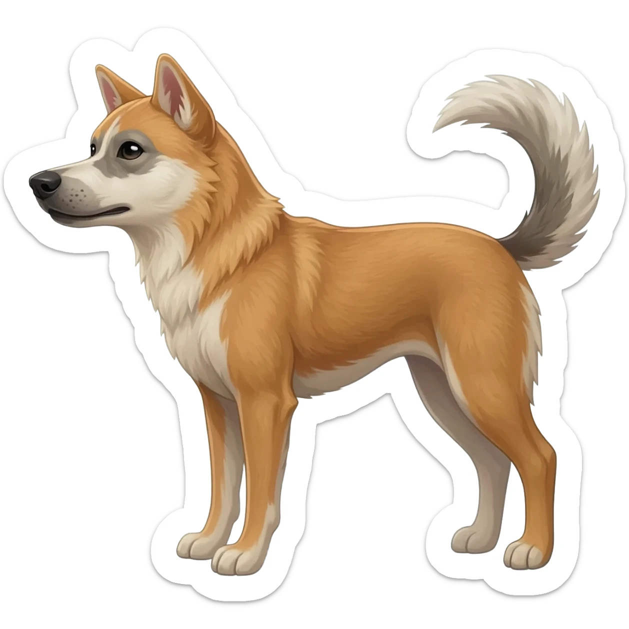 Dingo-Shiba Inu-Labrador-Husky-Wolf-hybrid,  full body sticker