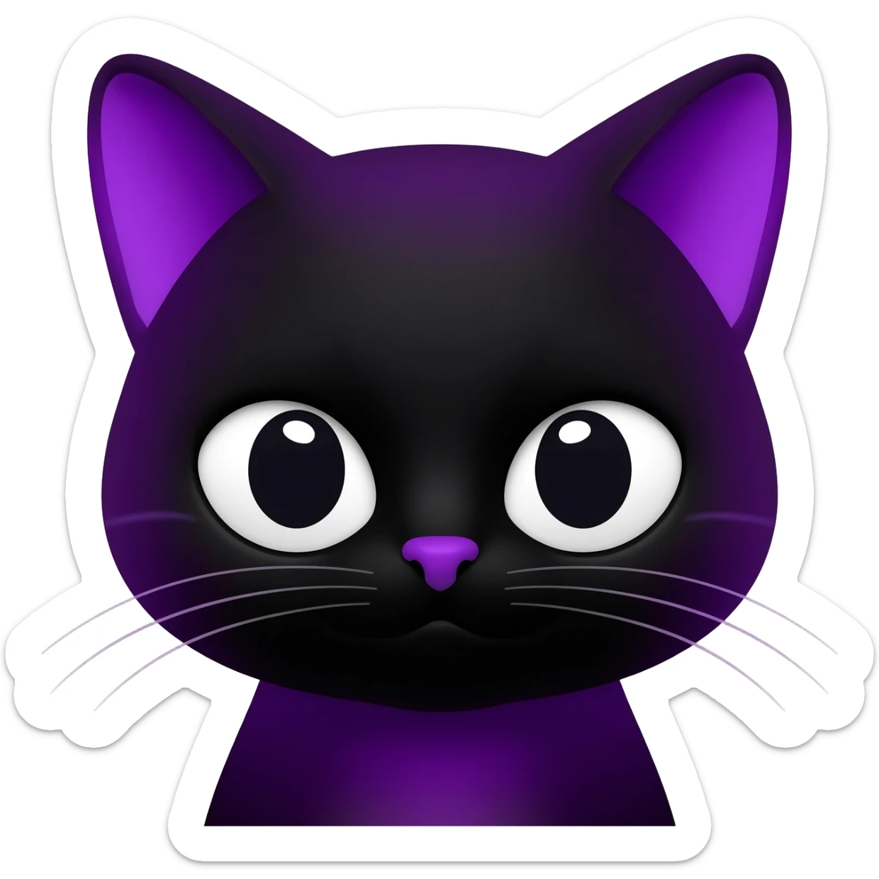 emo cat, black and purple, expressive and stylish, no background sticker