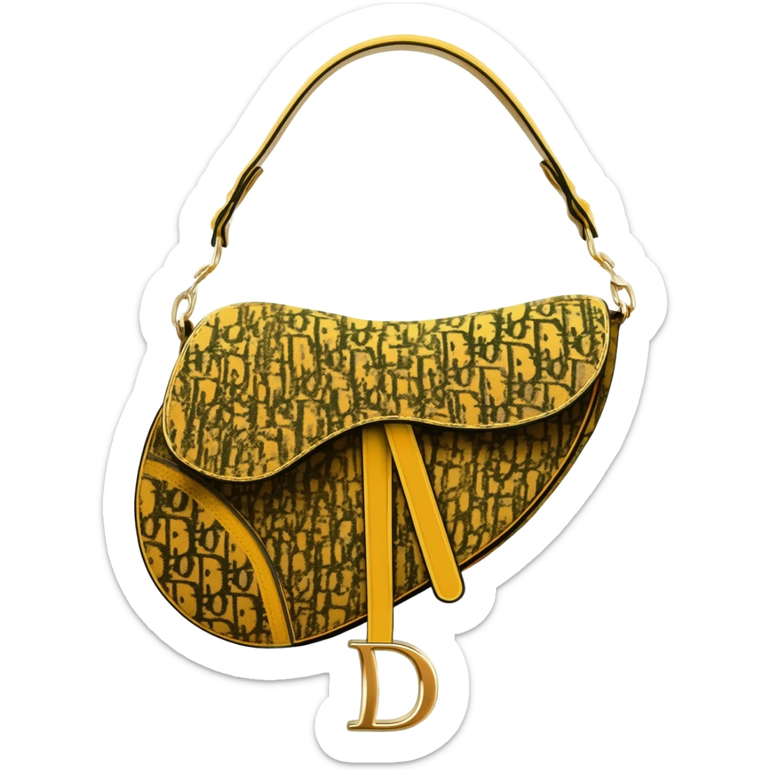 yellow dior printed saddle bag sticker