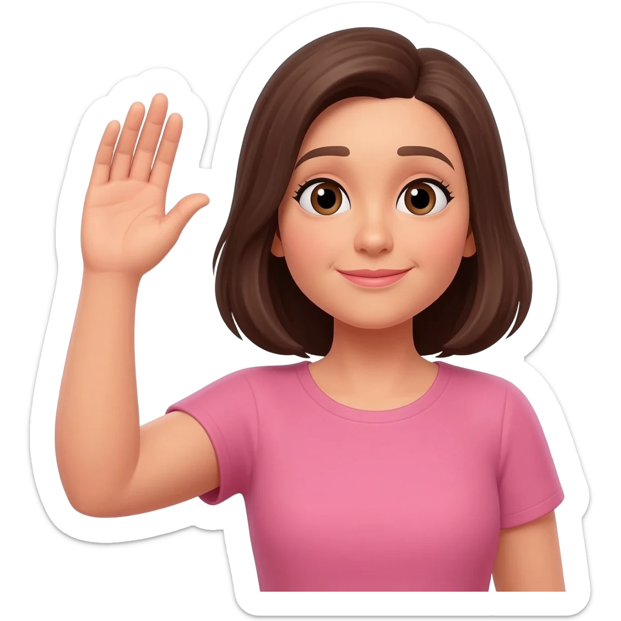 mujer levantando la mano derecha como pidiendo su turno, algo como este: 🙋 sticker