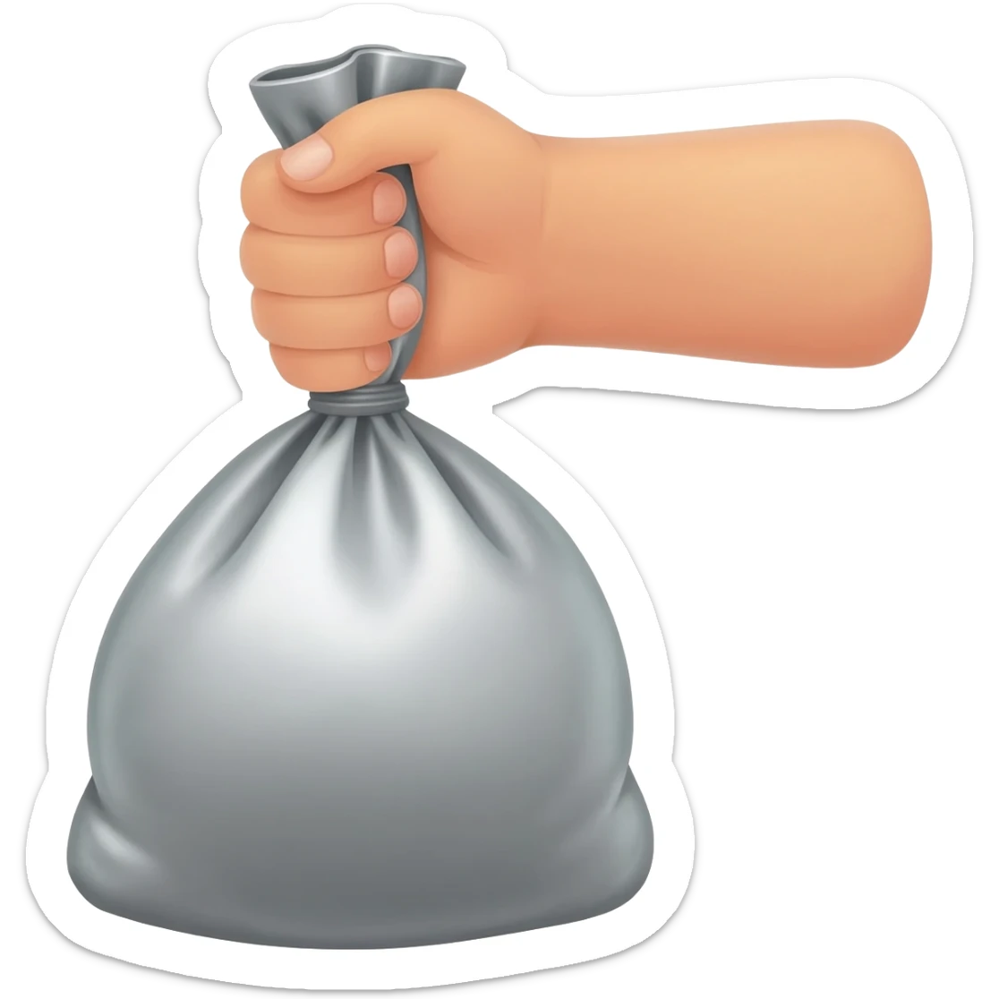 mano con bolsa de plata sticker