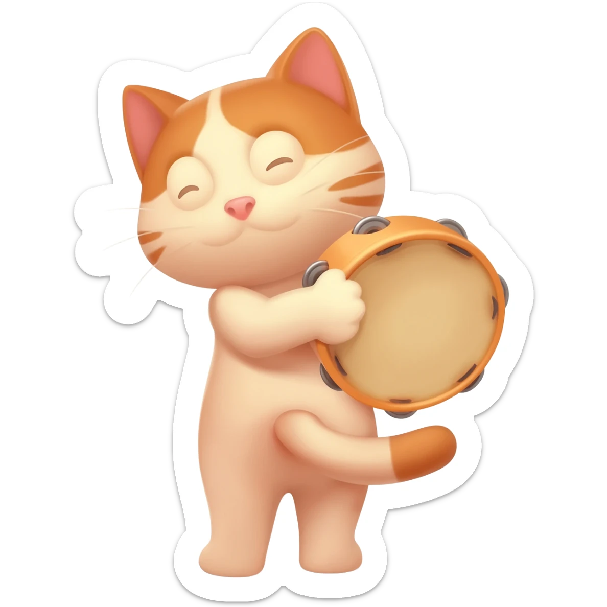 cute kitty slapping his butt with a tambourine sticker