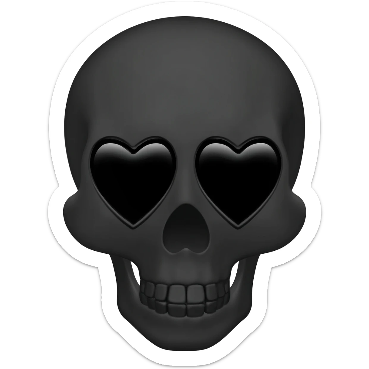 Black hearted eyes skull black face sticker