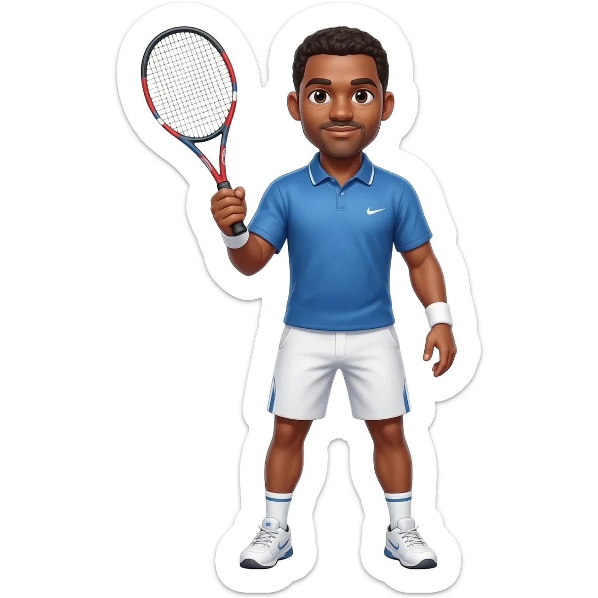 Tennis player adult black male sticker