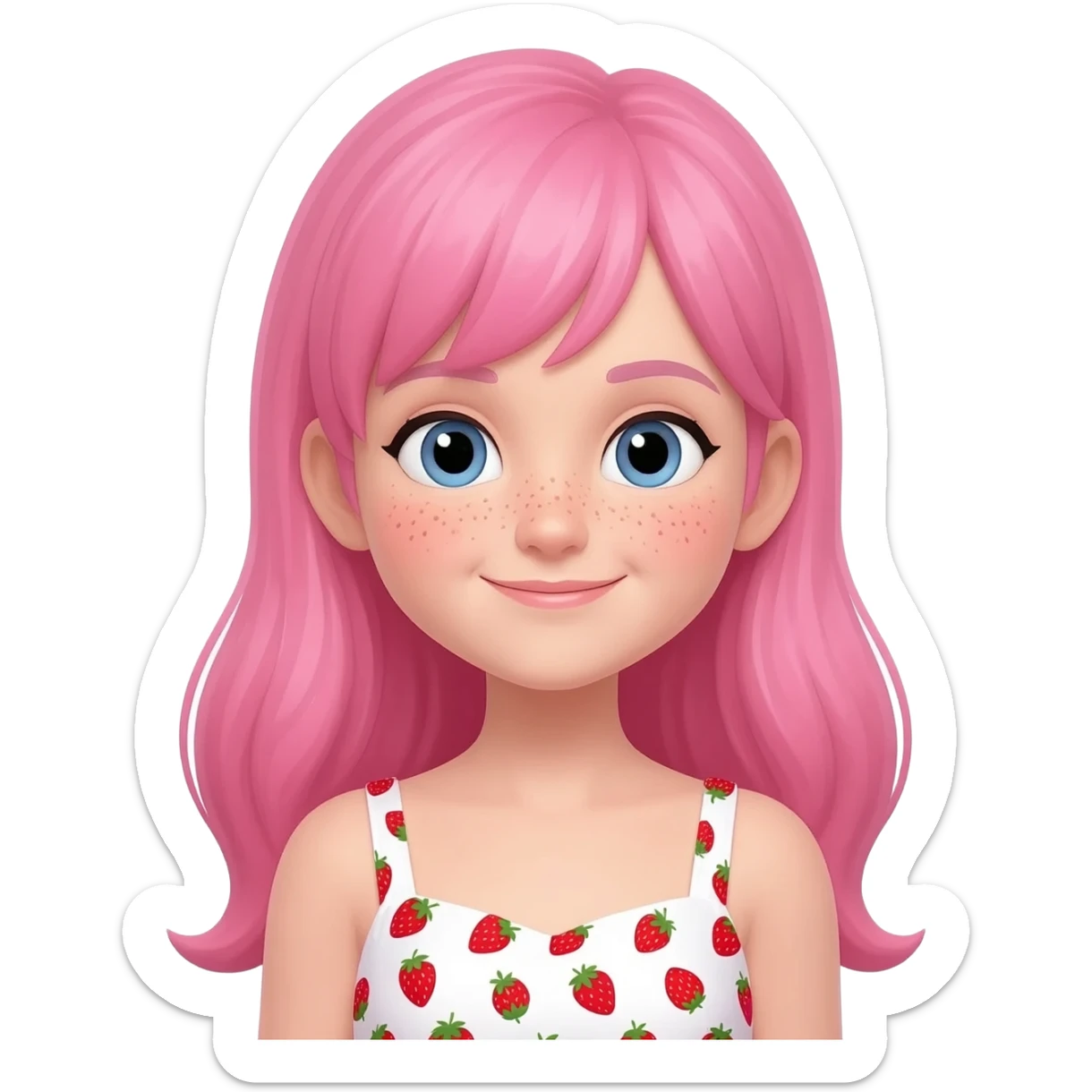 Pink strawberry girl sticker