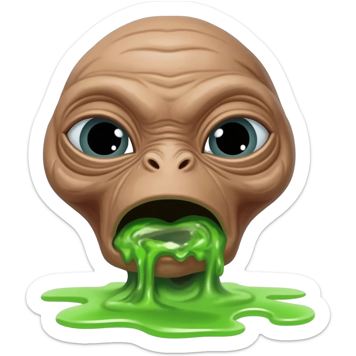 E.T. The Extra-Terrestrial from the movie puking green liquid sticker