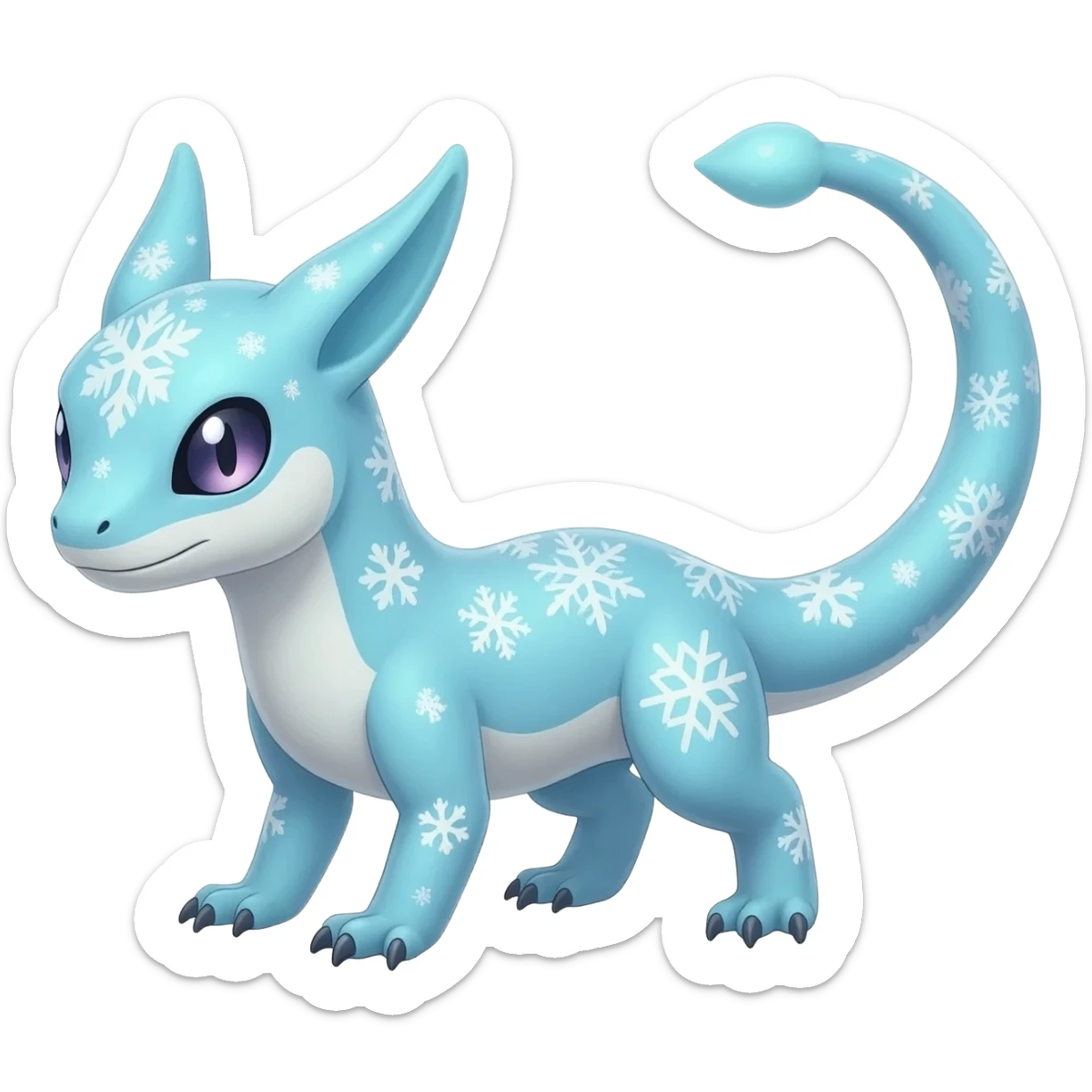 Shiny Glossy Pastel Light Divine Reptilian Beautiful Floral Snowy Pretty Absol-Amaura-Suicune-Cobalion-fusion, full body sticker