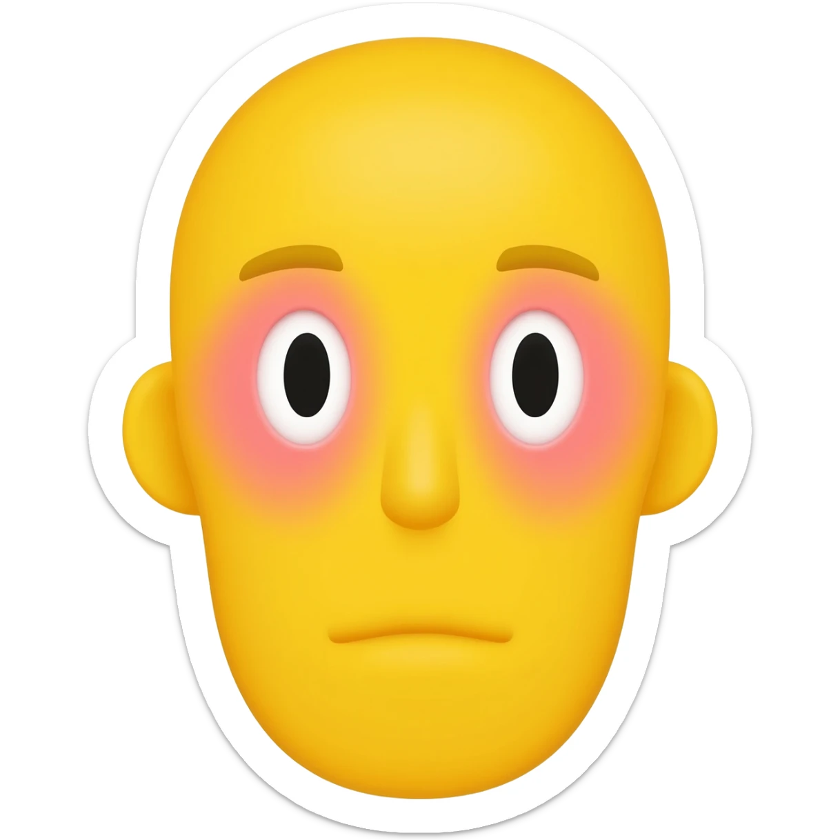 Yellow circle emoji with flushed eyes and neutral mouth in fisheye effect sticker