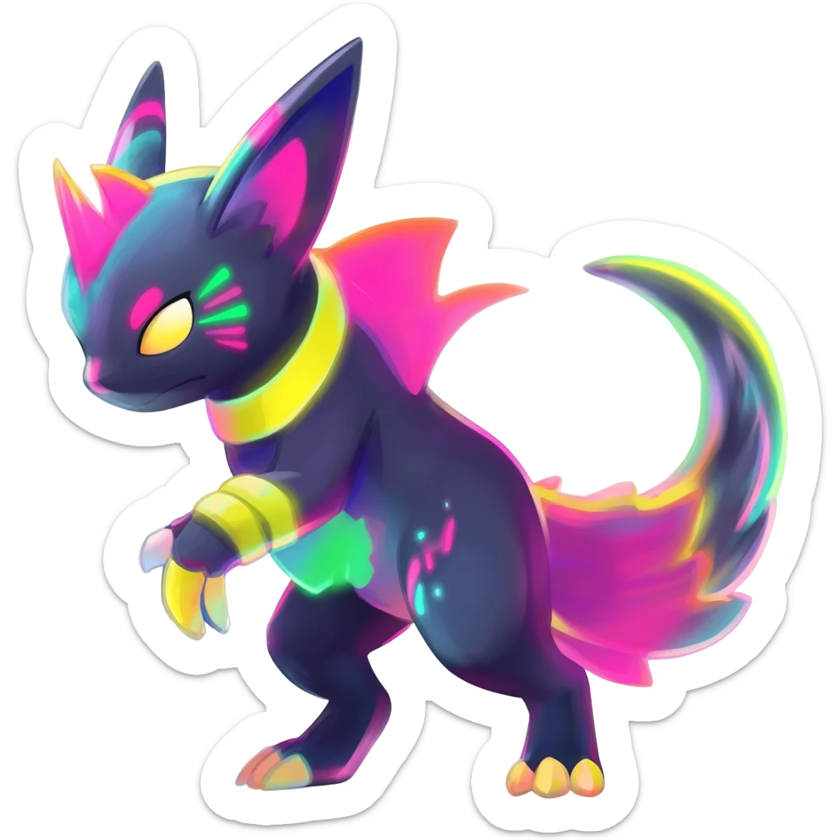 Dark vibrant pastel bright neon colorful edgy exotic painted Fakémon-Pokémon-Vernid-creature sticker