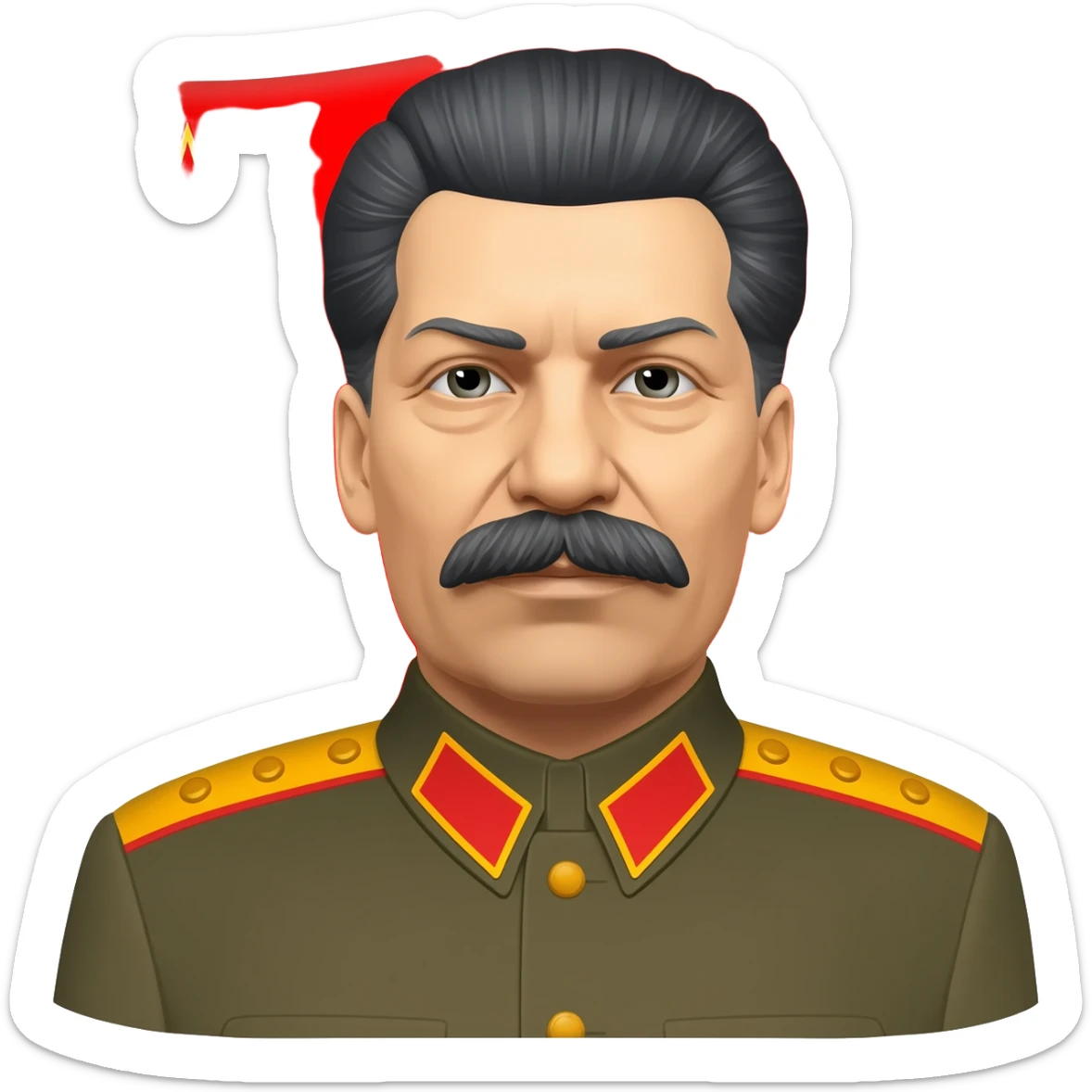 Joseph stalin ve arkasında Sovyetler birliği bayrağı olsun sticker