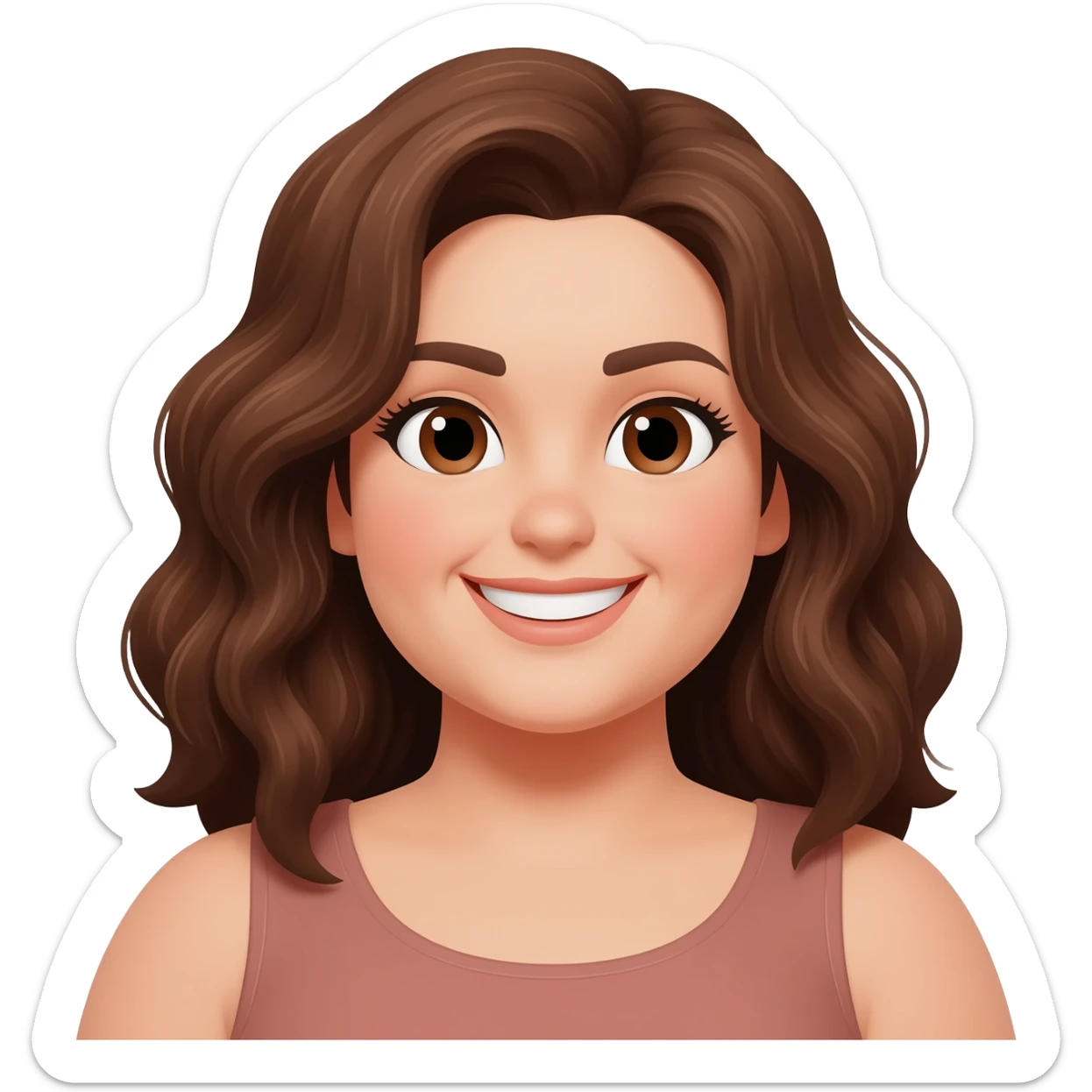 Plus size women  brown eyes ,brown wavey hair sticker