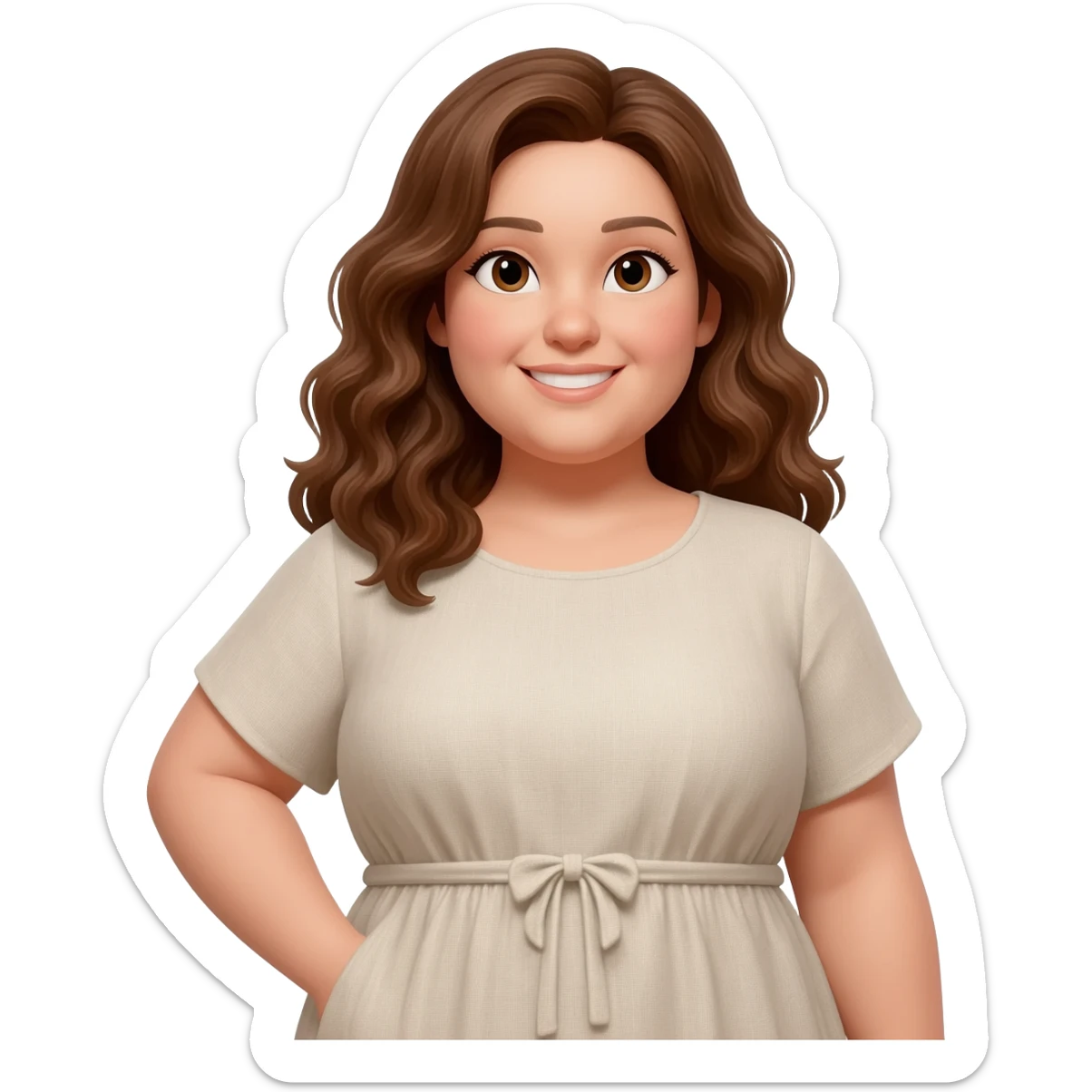 Plus size women  brown eyes ,brown wavey hair sticker