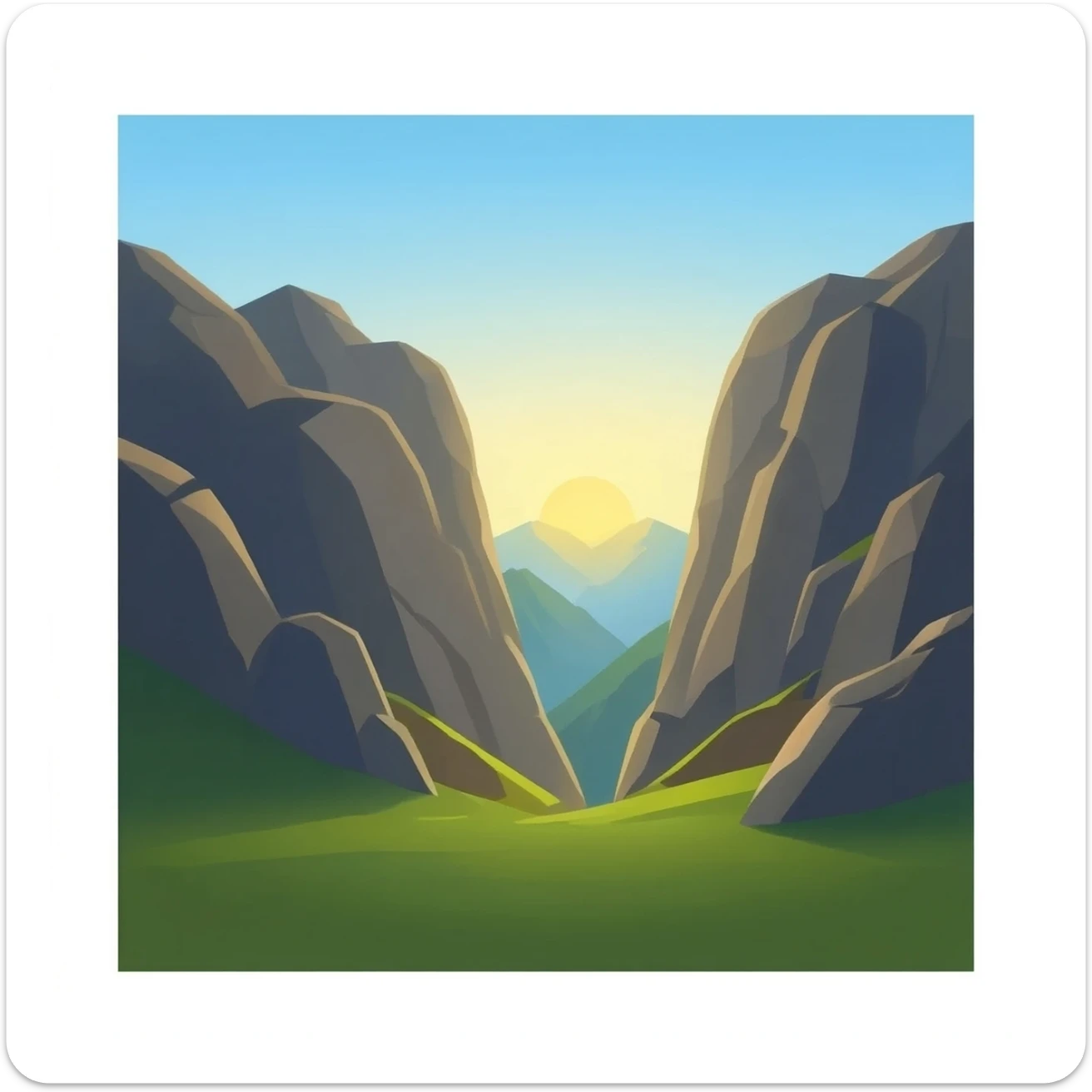 sunrise through mountain sticker