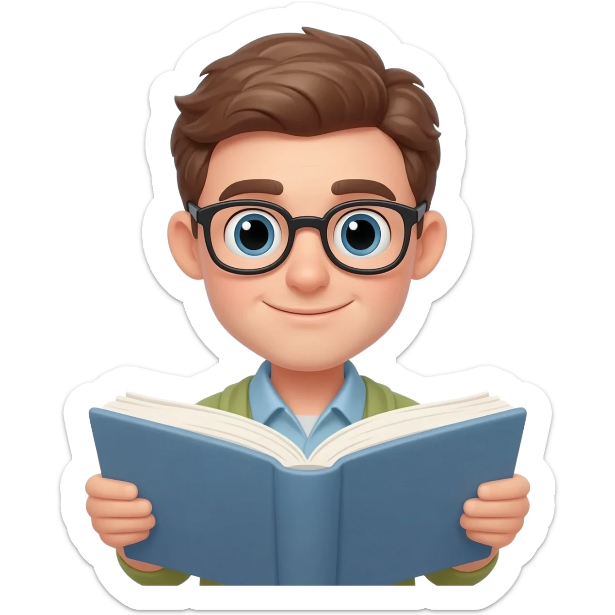 Nerd emoji reading book sticker