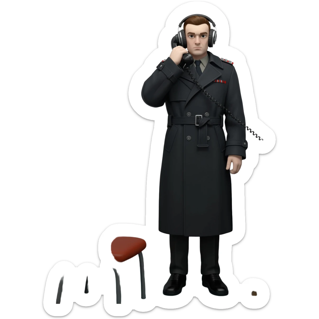 Phone tapping, listening gears like radio and headphones, GDR German Secret police sticker