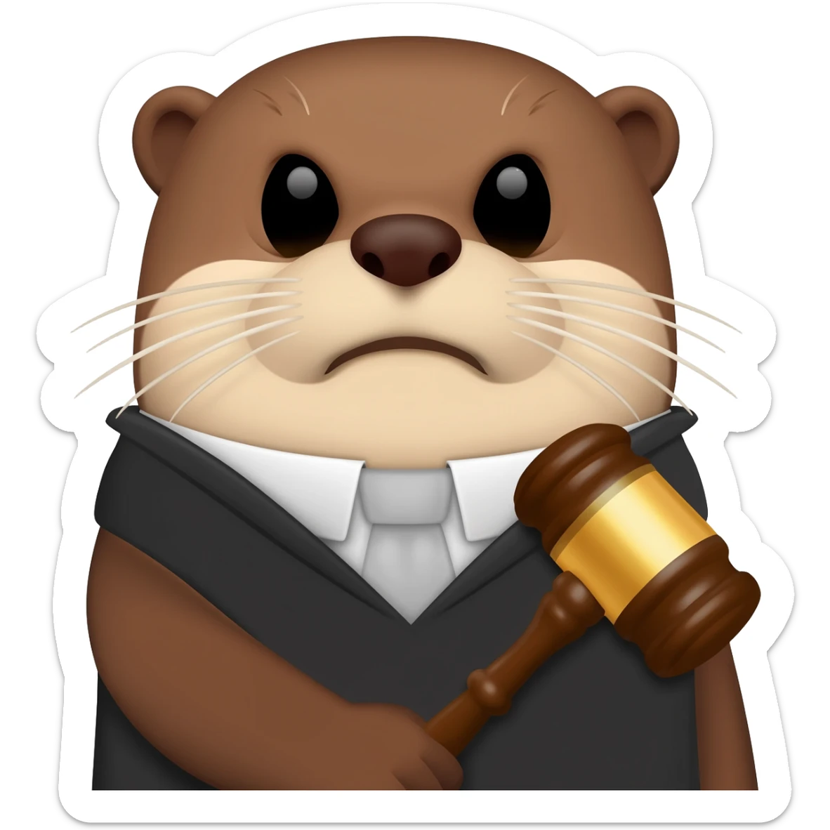 angry otter head with a judge's gavel sticker