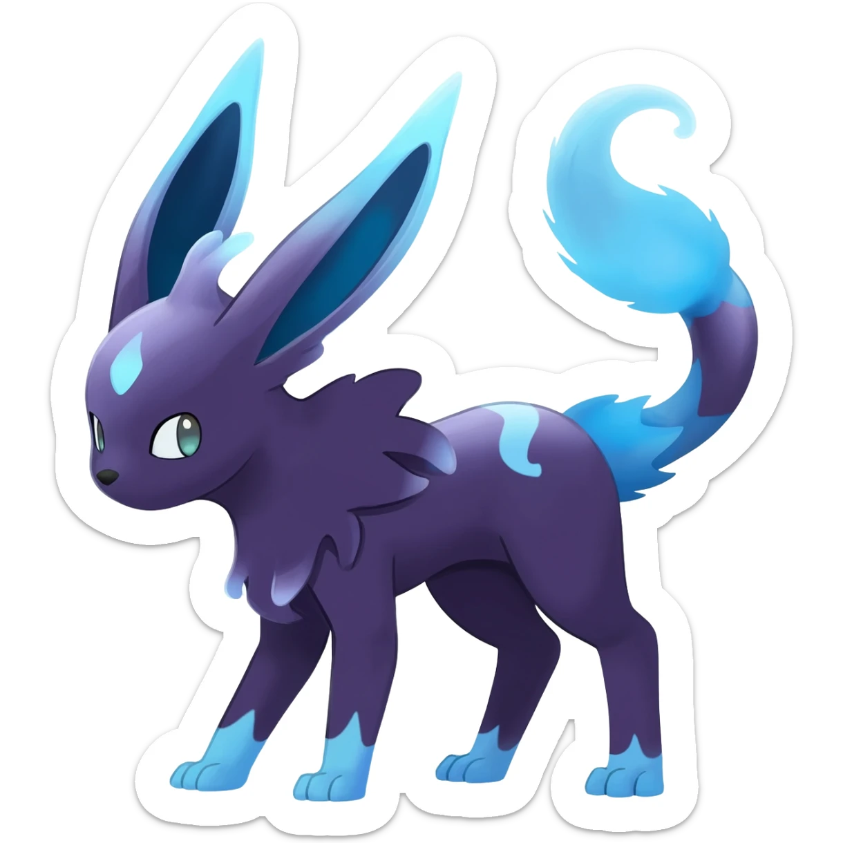 Dark pastel neon exotic painted Fakémon-Pokémon-Vernid-Vaporeon-Sylveon-Espeon-Glaceon-creature sticker