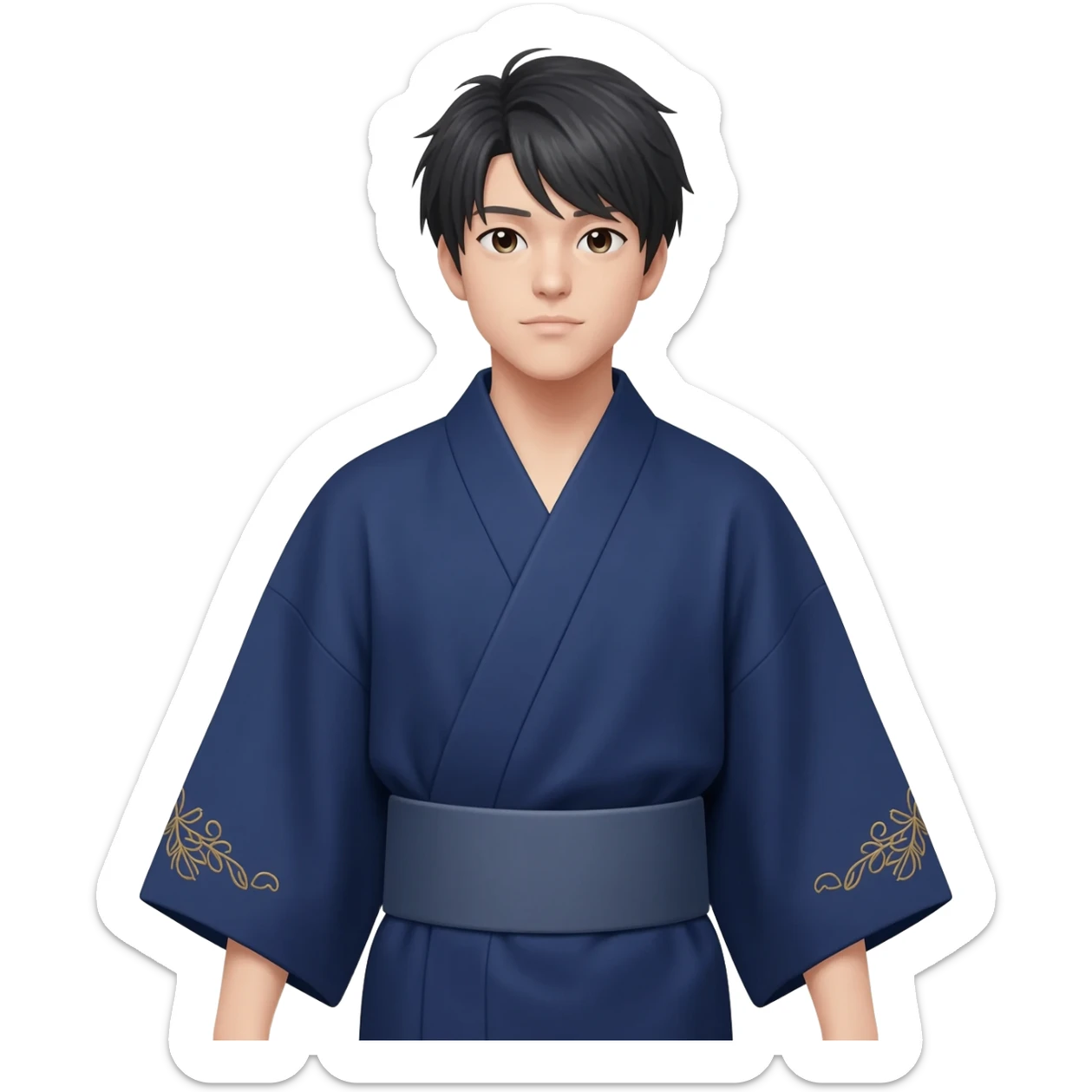 I said yukata (kimono) in Navy rich royal blue shade. No other color added. But in emoji please! sticker