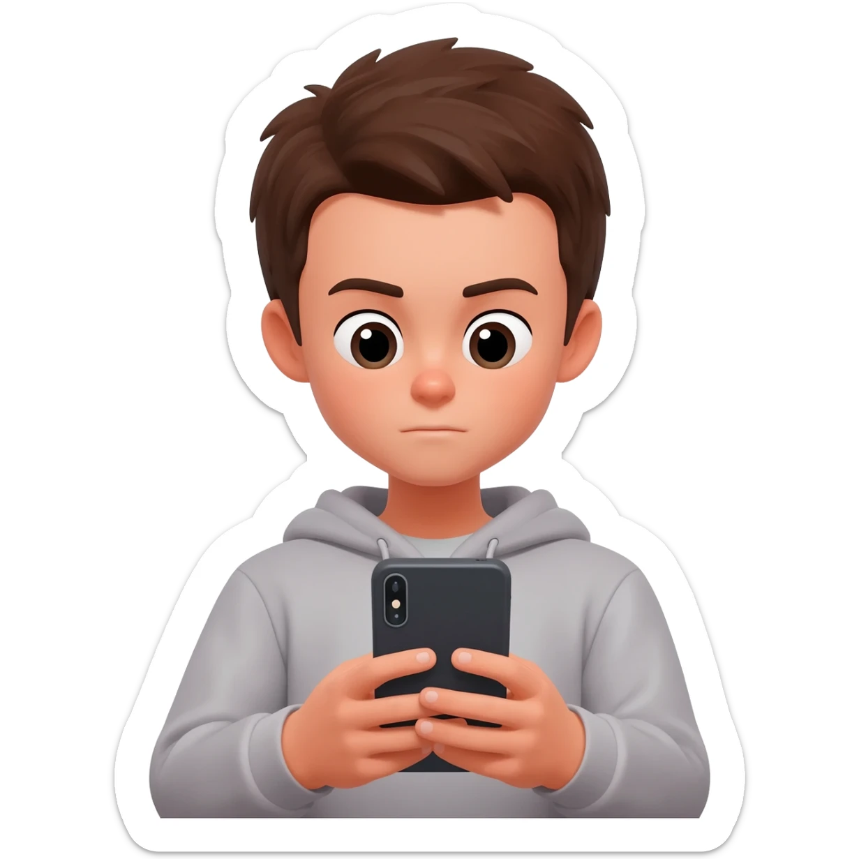 boy using him phone sticker