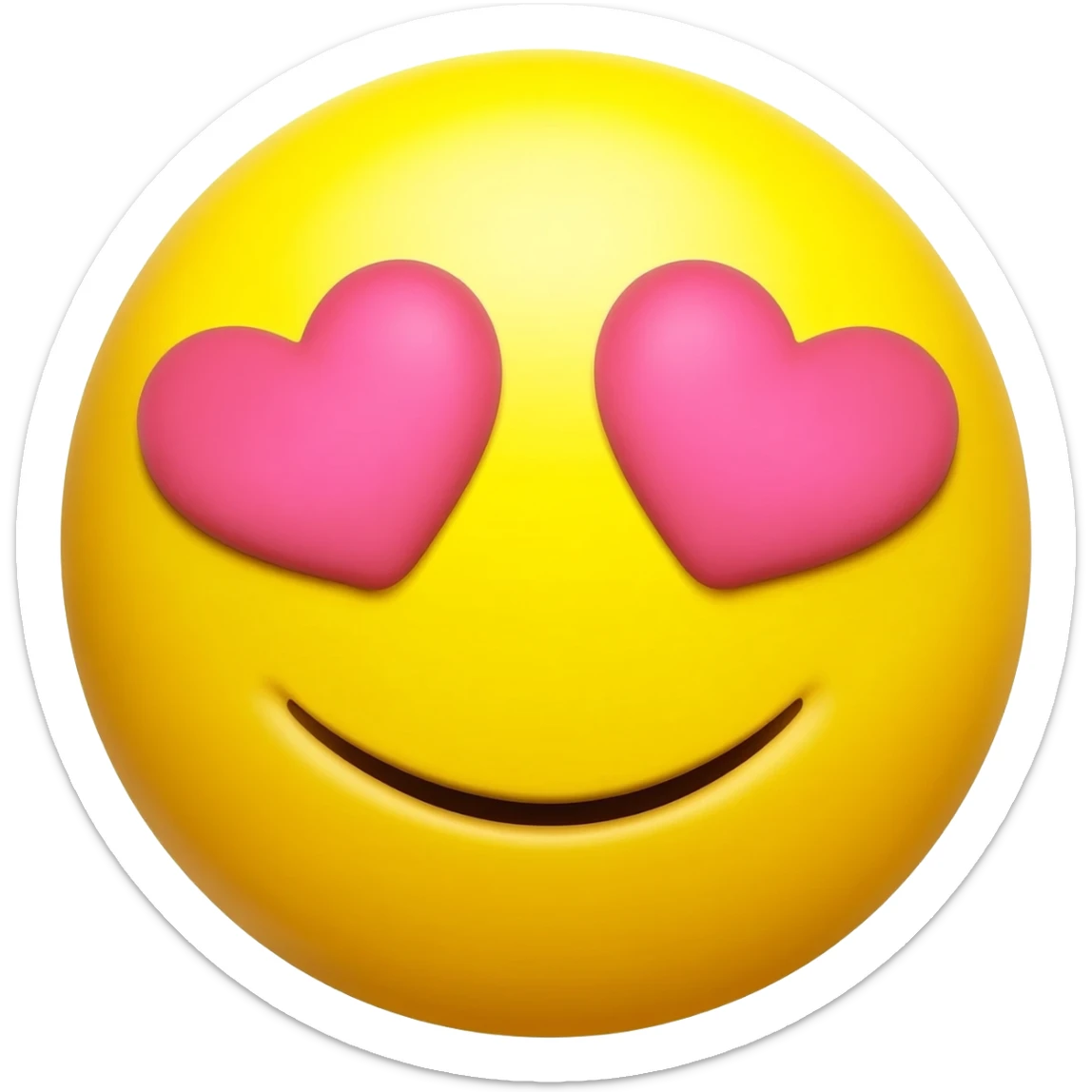 Yellow smiley face with pink heart eyes sticker