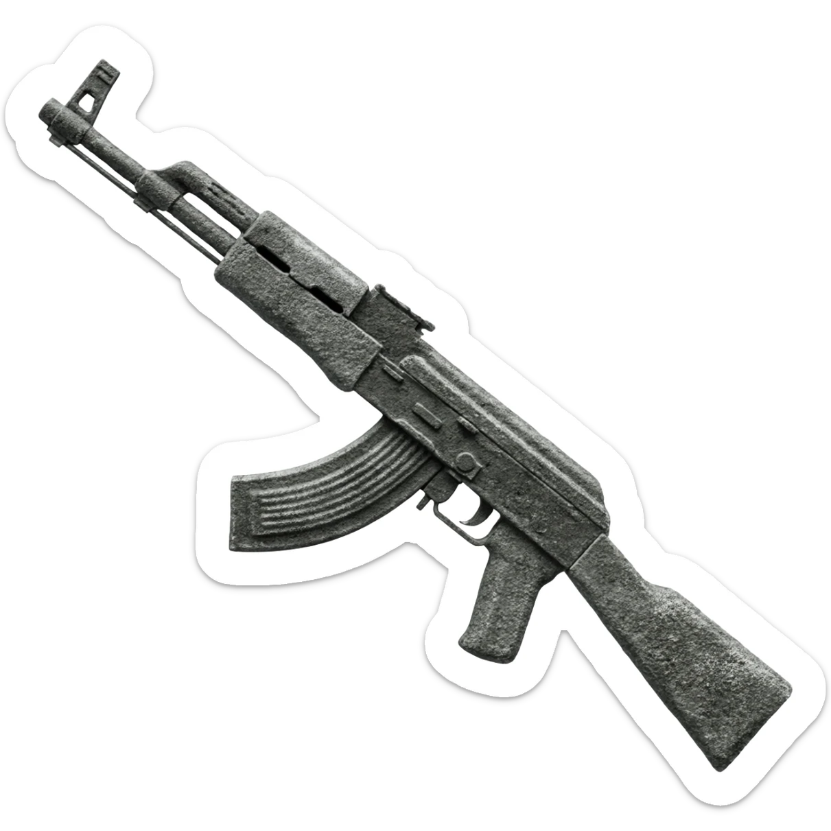 made an ak 47 from rock material with rock texture sticker