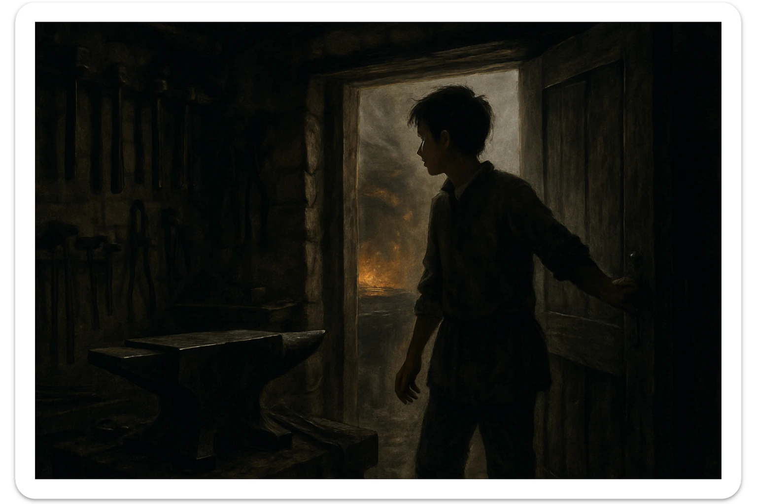 Sartaroshxonaga kirib kelayotgan o'smirin bola u eshikni ochayapti rakurs ichkaridan g'ira shira  sticker