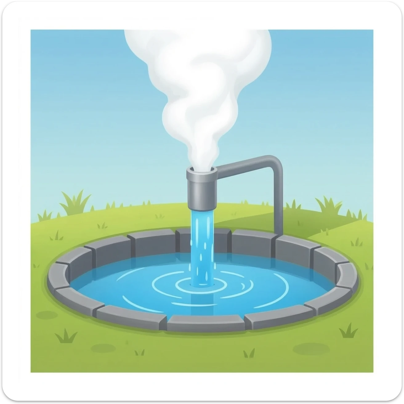 water well with fumes coming out of it sticker