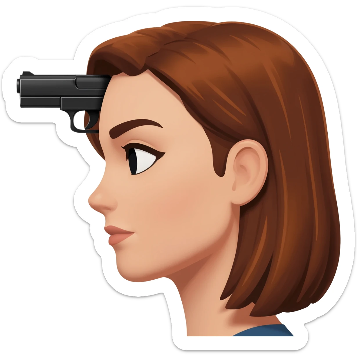 pistole u hlavy ženy (jen hlava) sticker