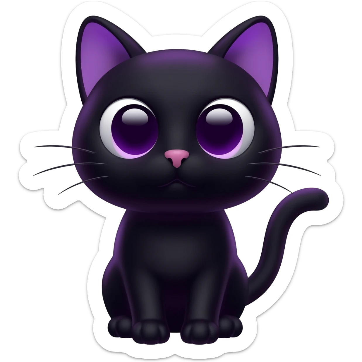 emo cat, black and purple, expressive and stylish, no background sticker