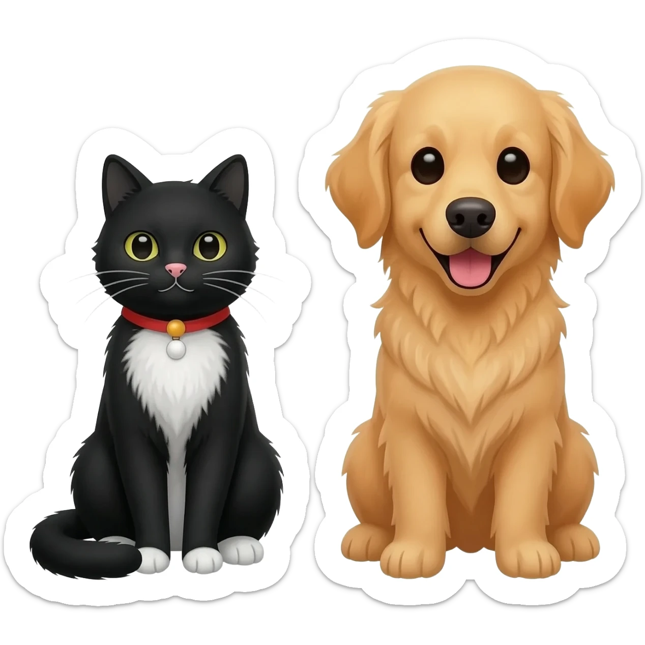 black and white  Cat and golden retriever sticker