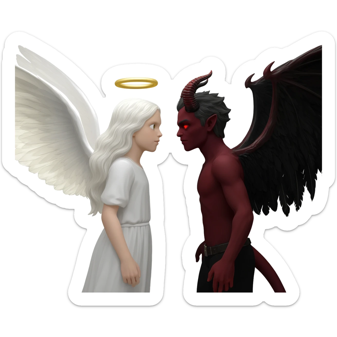 Angel vs demon sticker