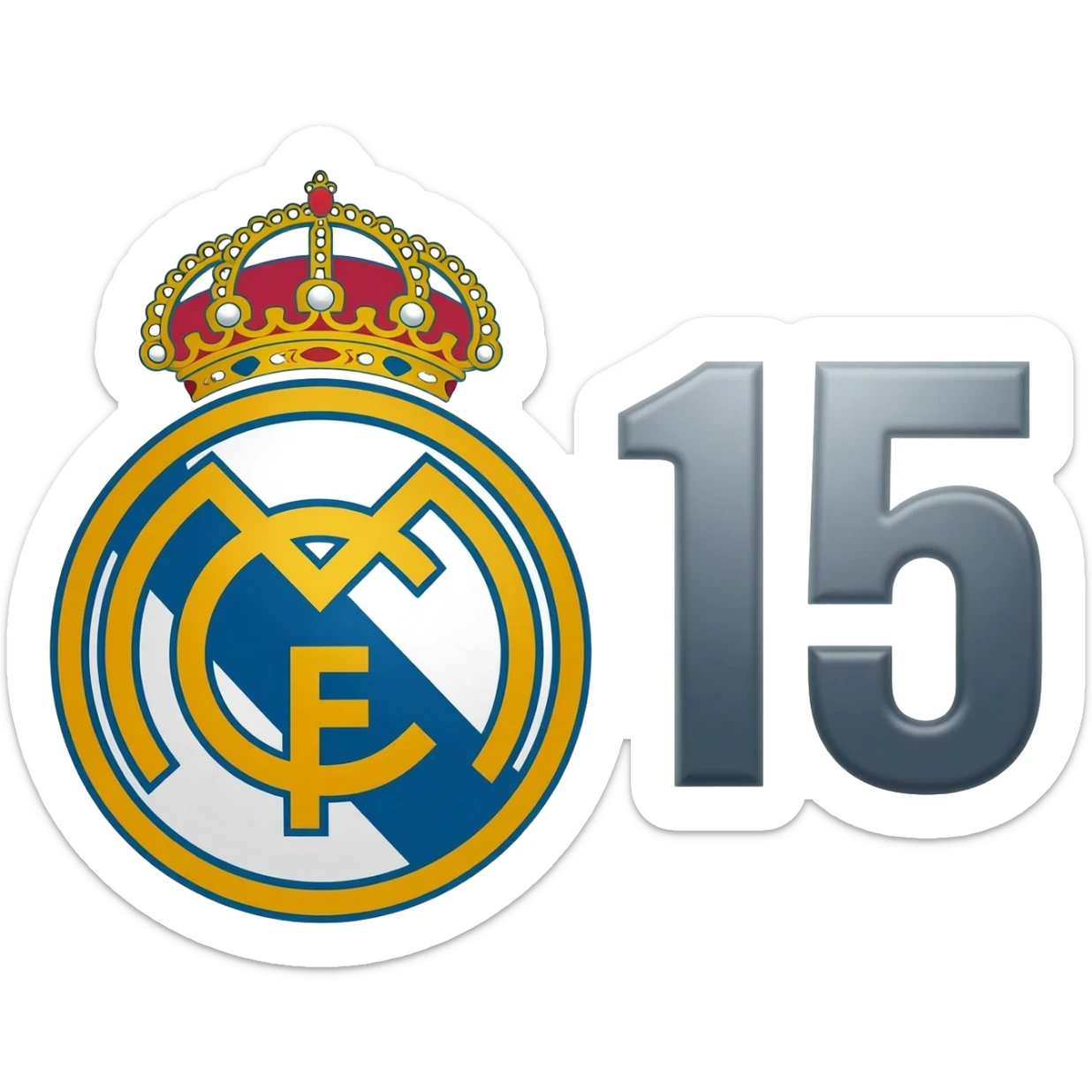 Real Madrid soccer team with the number 15 next to it sticker