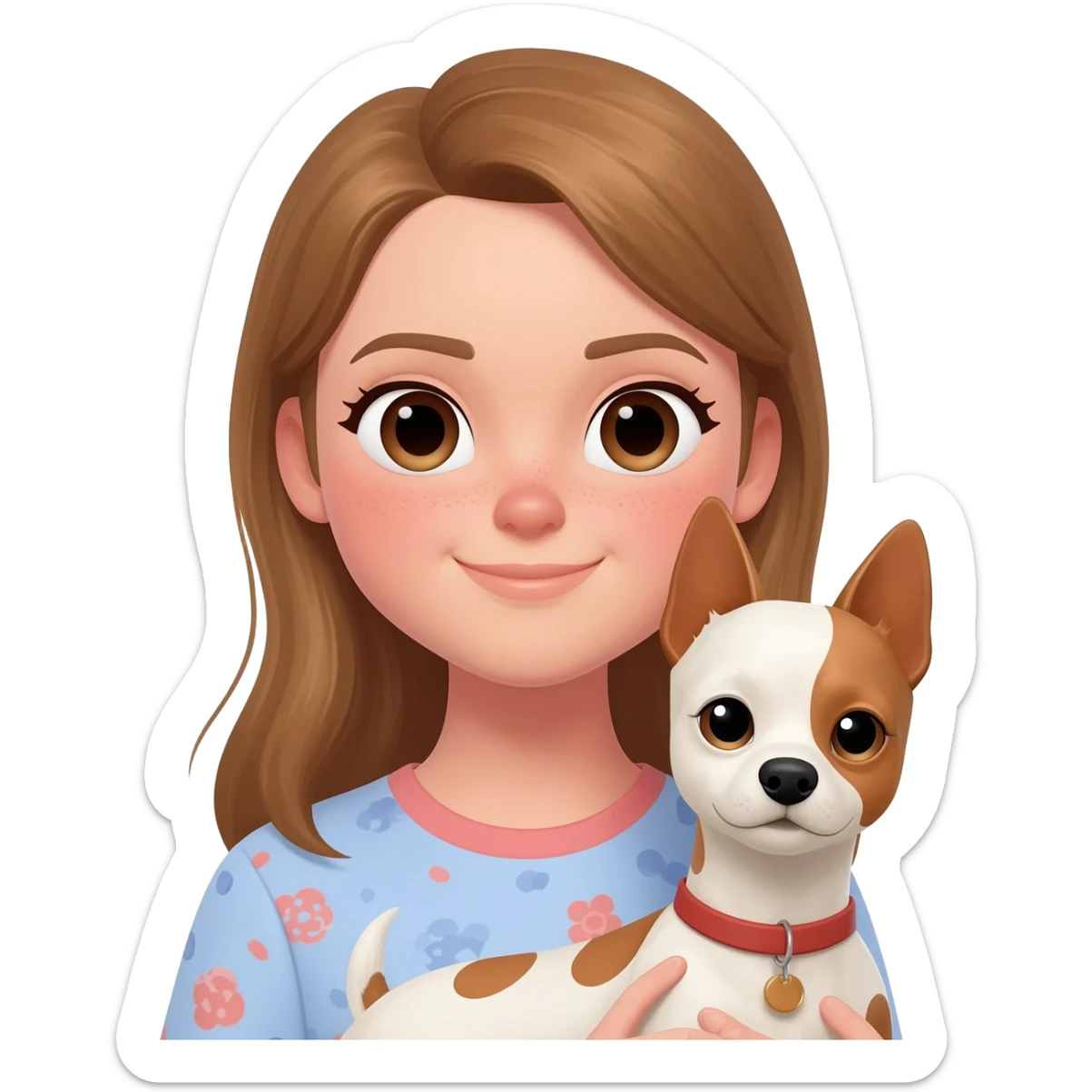 niña de 14 años muy muy guapa con un perro sticker