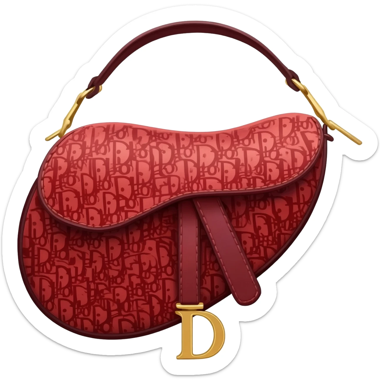 red dior printed saddle bag sticker