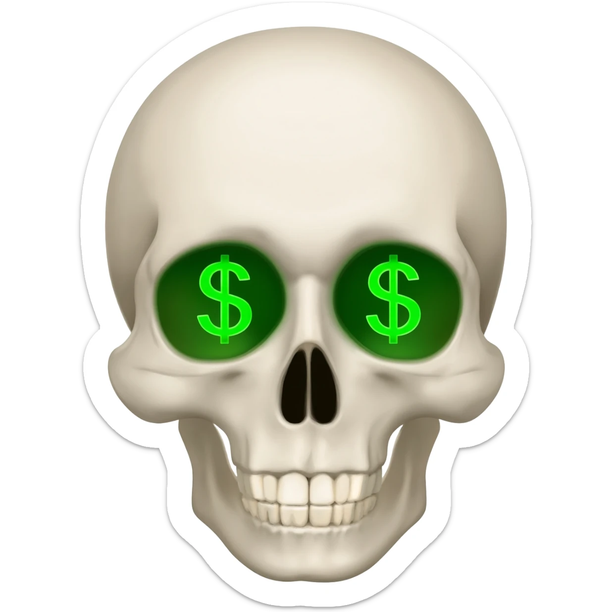 skull with reen dollar sign eyes sticker