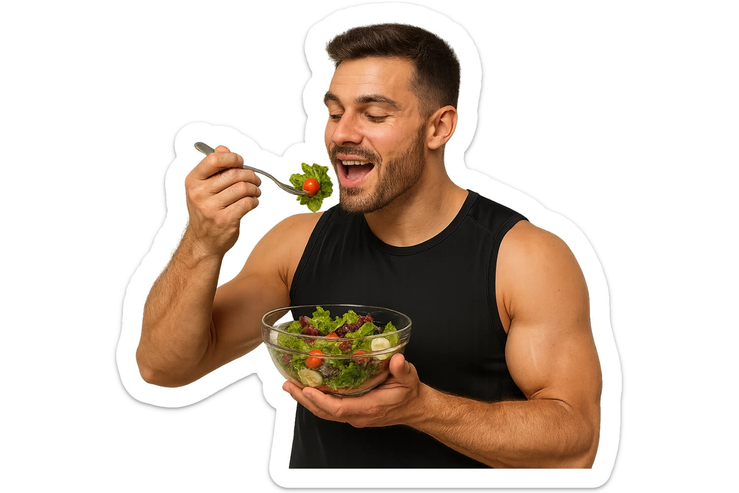 UOMO FITNESS CHE MANGIA INSALATA sticker
