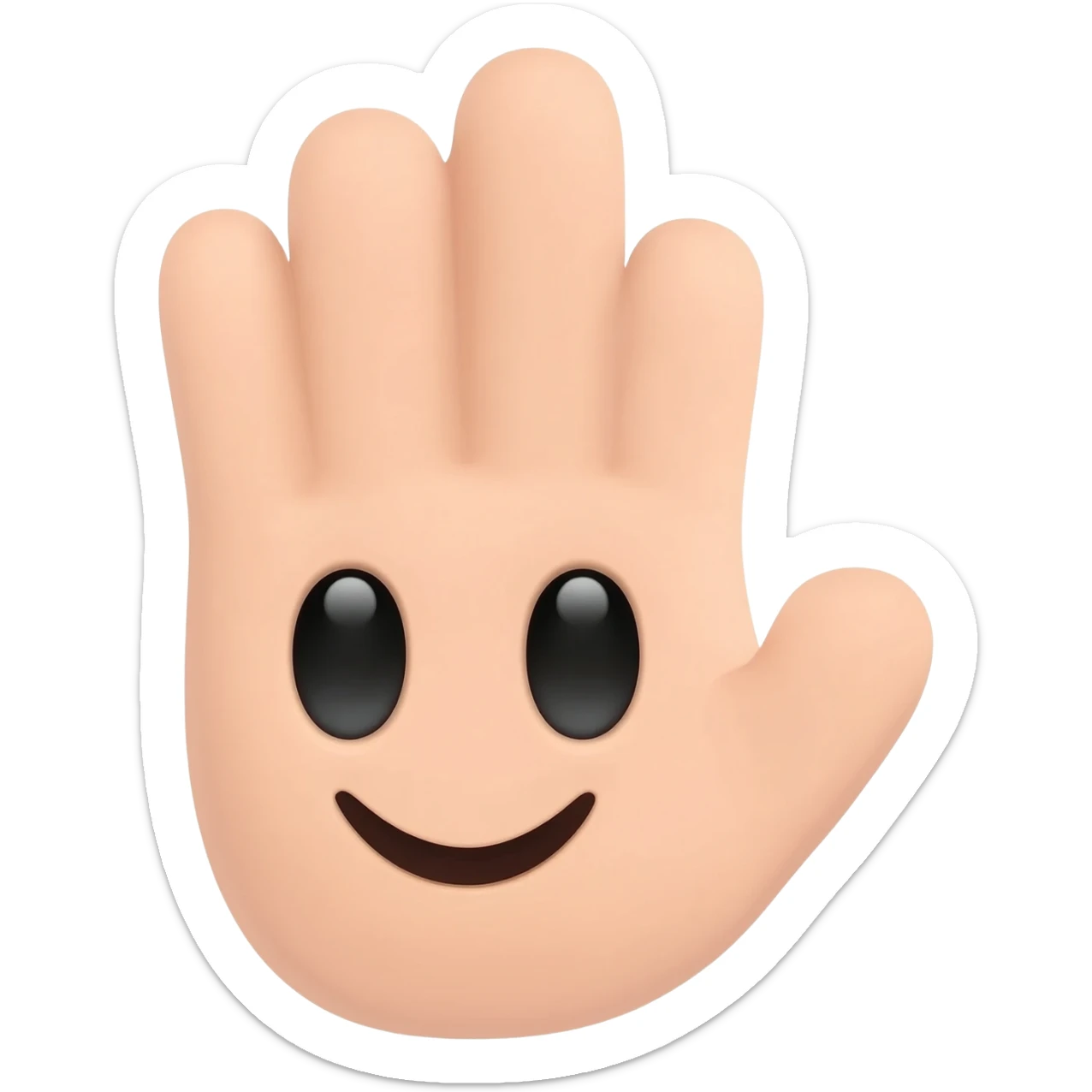 Hand waving with eyes and smile sticker