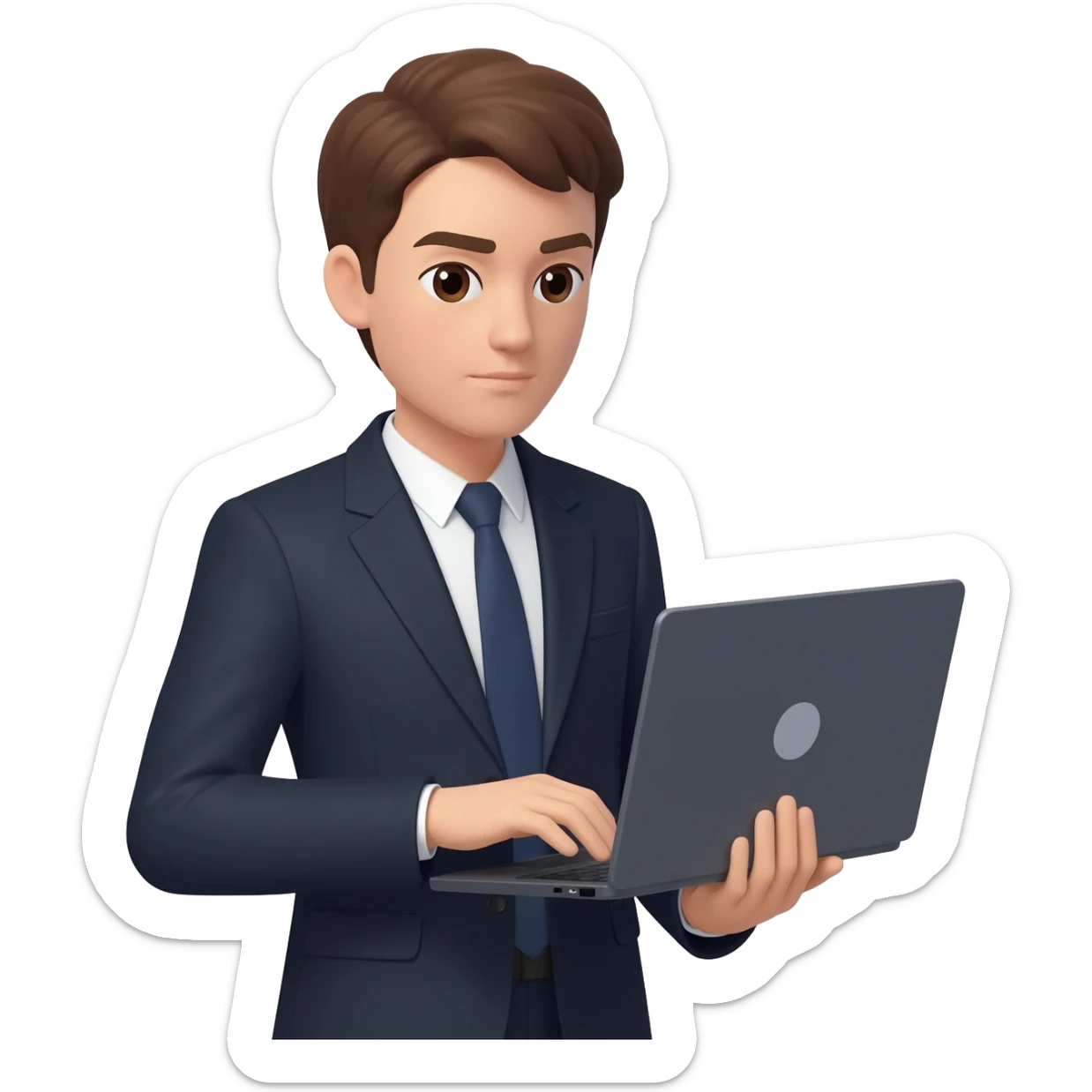 Business analytics man holding a laptop emoji sticker