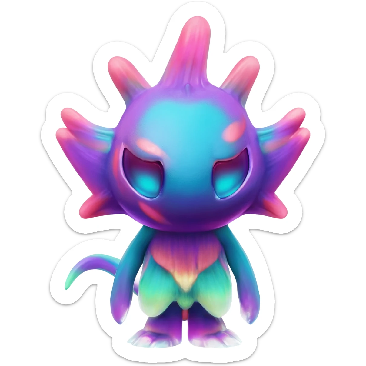An exotic neon colorful unique bizarre eccentric Fakémon-creature sticker