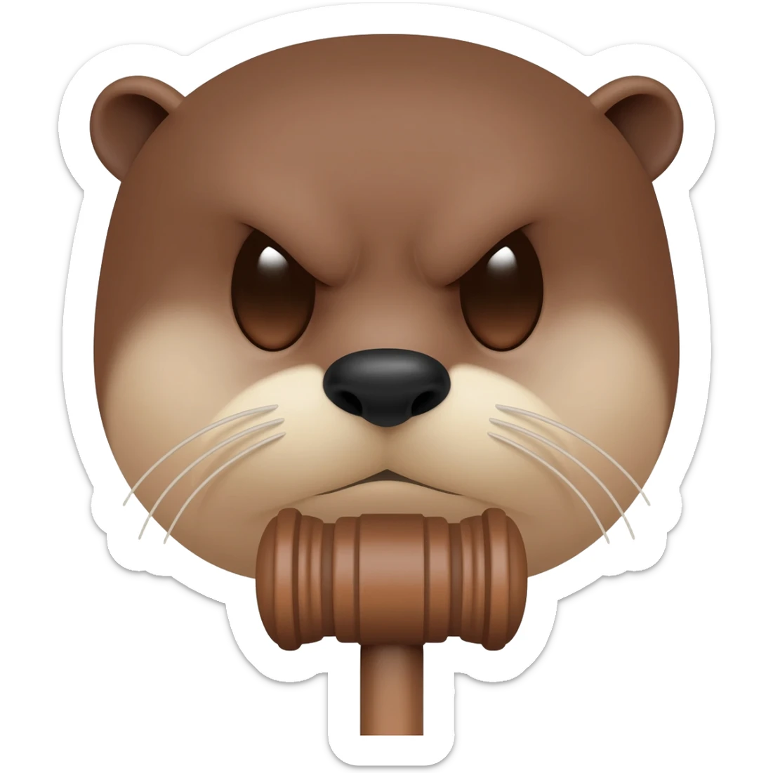 angry otter head with a judge's gavel sticker
