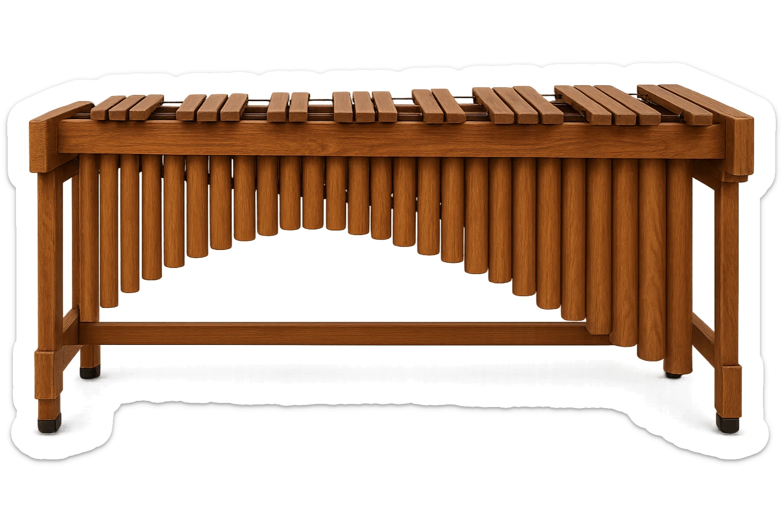 marimba de madera, instrumento musical, vista frontal, detalles de madera, estilo realista sticker