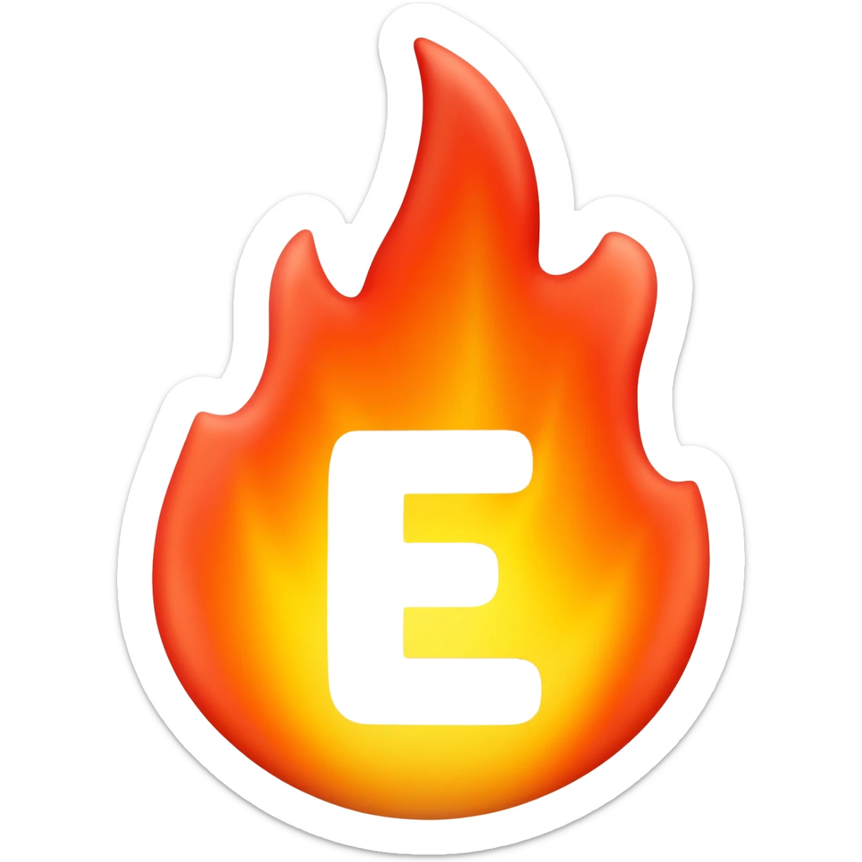 a flame with an E in it sticker