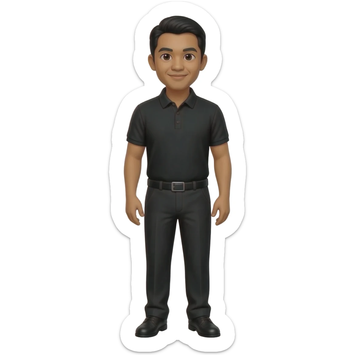 Filipino man black polo shirt and black pants and shoes event marshal sticker
