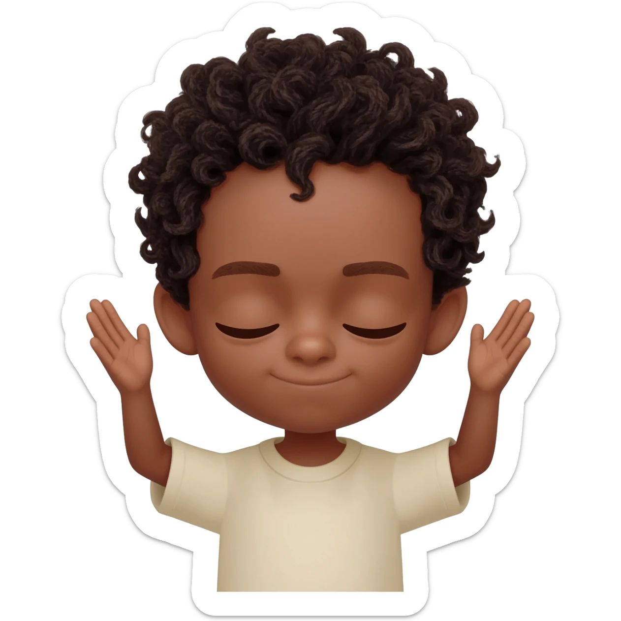 amen praying hands eyes closed black boy curly hair sticker